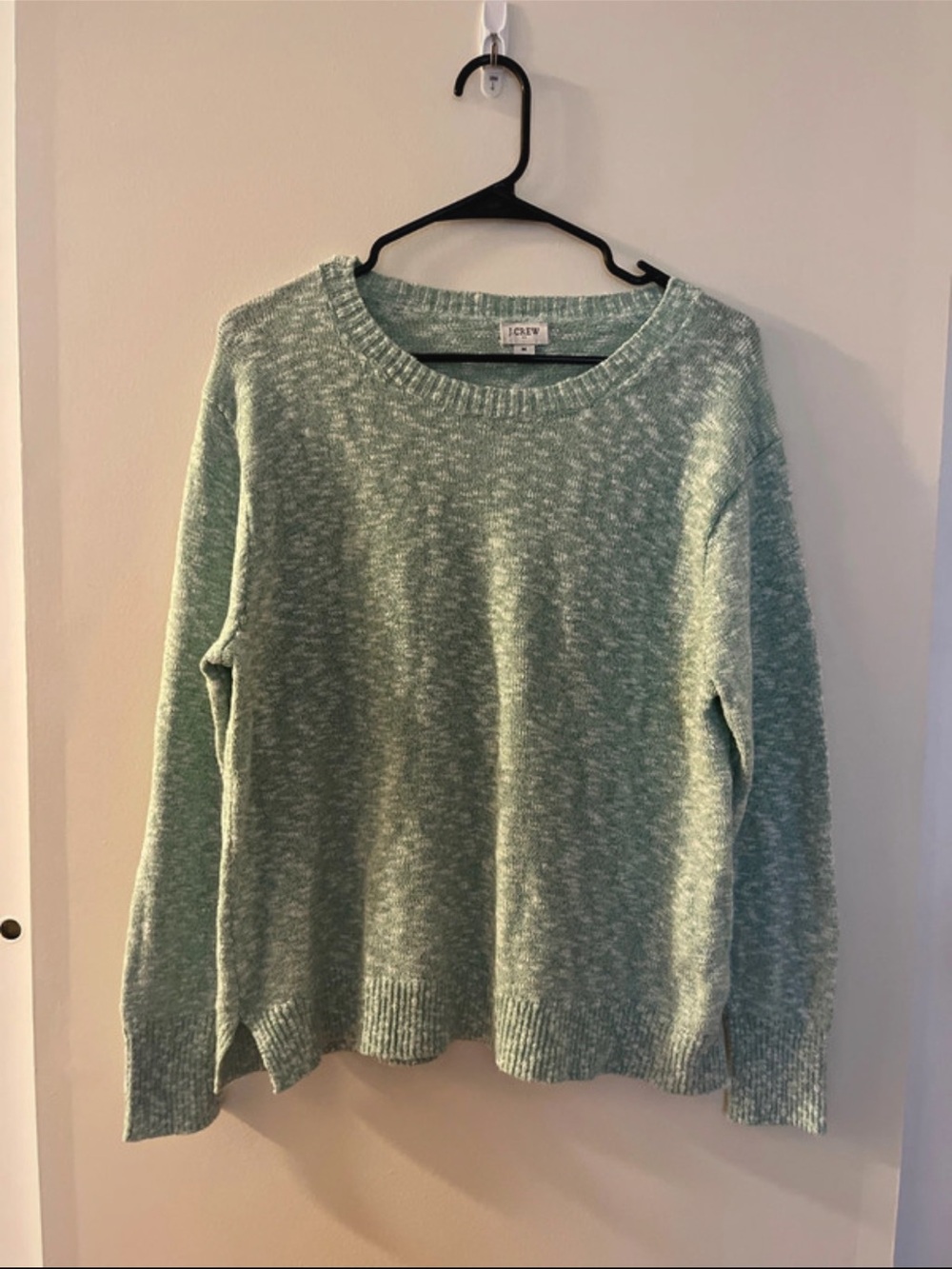 J.Crew Women’s Speckled Boxy Green Crew Neck Sweater Size Medium
